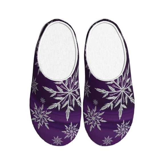 Kdxio Snowflake Gradient Purple Women's Men's Slippers Plush Slip-On House Slipper for Winter Indoor Soft Cushion Non-slip Fluffy Slides Slippers-13
