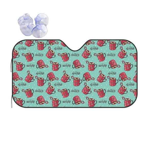 Kdxio Snowflake Hot Cocoa Print Front Windshield Sun Shade,Folding Auto Sunshade for Car Truck SUV-Medium