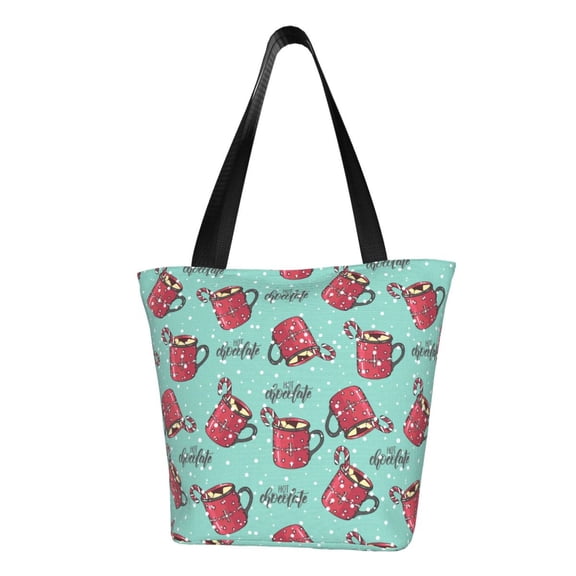 Kdxio Snowflake Hot Cocoa Women Reusable Grocery Bags Foldable Ripstop,Reusable Shopping Bags for Shopping,Gym,Gift