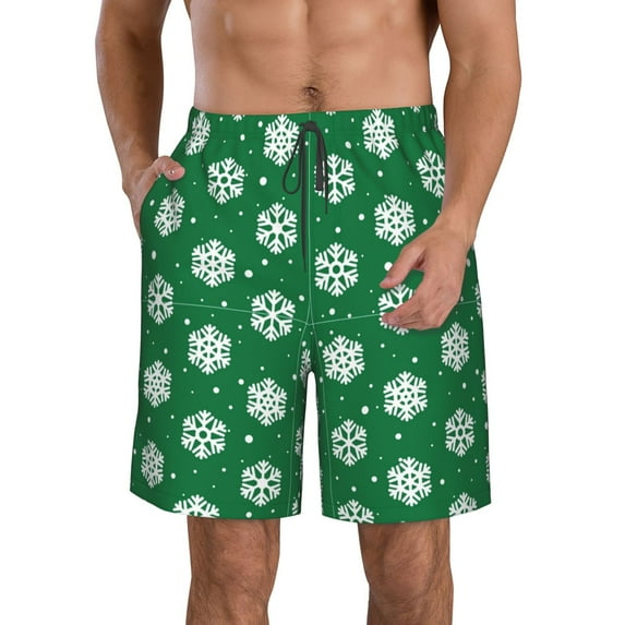 Kdxio Snowflake Pattern Mens Casual Shorts - Drawstring Summer Beach Sports Shorts for Men
