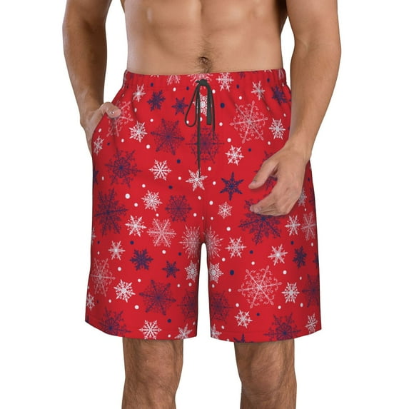 Kdxio Snowflake Symphony Pattern Mens Casual Shorts - Drawstring Summer Beach Sports Shorts for Men