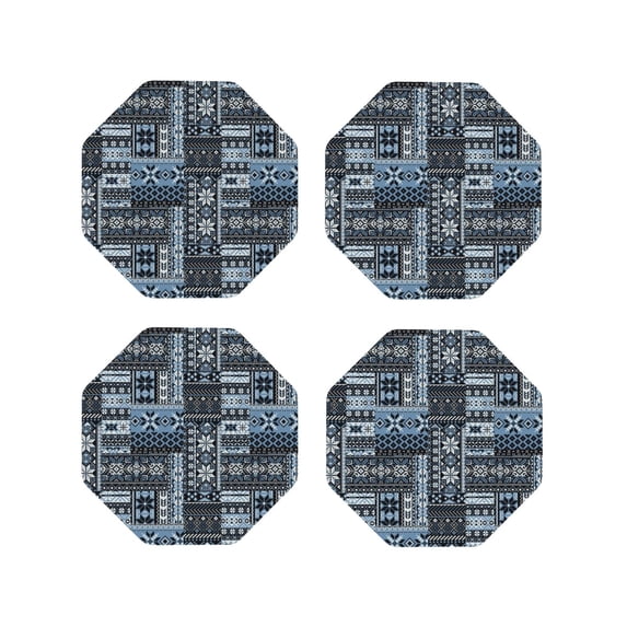 Kdxio Snowflake Vintage Pattern Funny Coasters,4 Pcs Leather Coasters,Housewarming Gifts,Protect Furniture from Water Marks Scratch and Damage