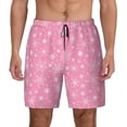 thumbnail image 1 of Kdxio Snowflake pink backgrounds Print Men's Swim Trunks with Compression Liner 7 Inch Inseam Quick Dry Swim Shorts, 1 of 5