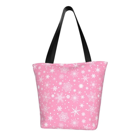 Kdxio Snowflake pink backgrounds Women Reusable Grocery Bags Foldable Ripstop,Reusable Shopping Bags for Shopping,Gym,Gift