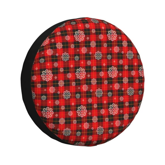 Kdxio Snowflakes On A Buffalo Plaid for Tire Cover Wheel Protectors Tyre Covers Weatherproof Wheel Covers Universal Fit for Trailer Rv SUV Truck Camper Travel Trailers 16 inch