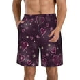 thumbnail image 1 of Kdxio Snowflakes and Hearts Pattern Mens Casual Shorts - Drawstring Summer Beach Sports Shorts for Men, 1 of 9