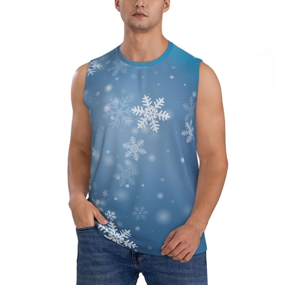 Kdxio Snowflakes1 for Men's Muscle T-shirt,Sleeveless for Workout Running Athletic Gym Lounge Casual