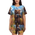 thumbnail image 1 of Kdxio Snowy Mountain Photography Bear Print Pajamas Sets for Women Short-Sleeved Pjs with Lounge Shorts Two Piece Sleepwear S-4XL, 1 of 5