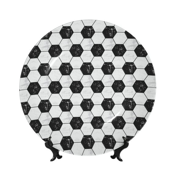 Kdxio Soccer Bone China Decorative Plate Ceramic Decorative Plate for Home Office Wall Stand Decorative Plates for Home Bedroom-7in