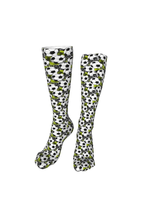 Soccer and Football Funny Silky Novelty Funky Long Knee High Socks Soft 3D Print Cosplay Crazy Stockings for Men Women