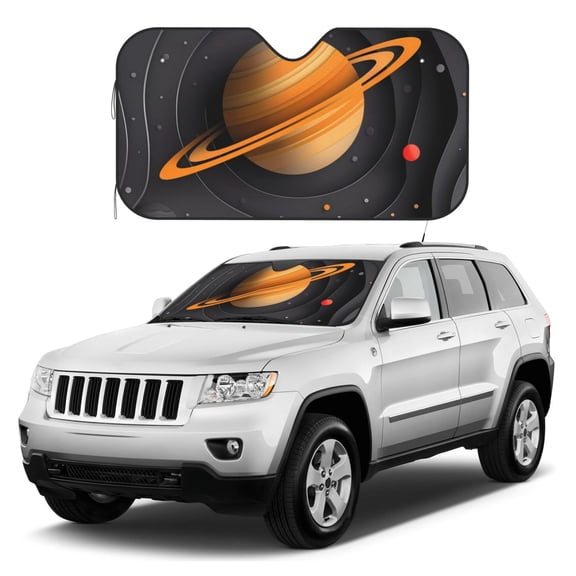 Kdxio Solar System Paper Art Print Windshield Sun Shade, Foldable Sun Blocker for Car,Truck,SUV Automotive Interior Sun Protection,Reflective Shade for Front Windshield(Medium)