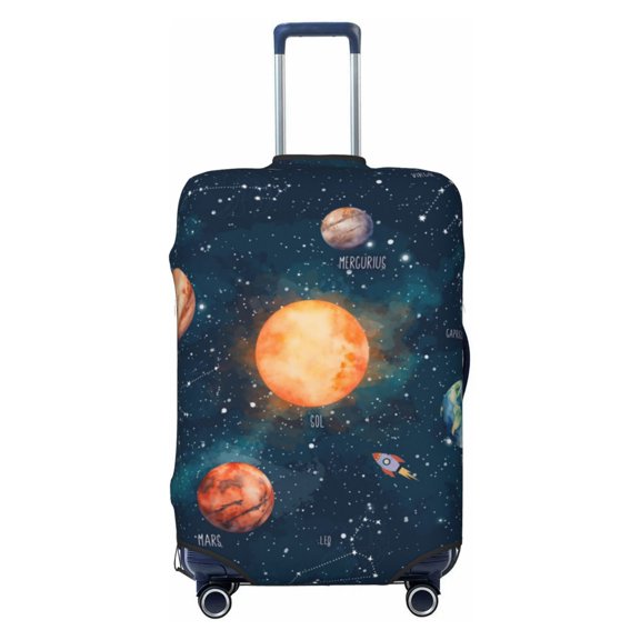 Kdxio Solar System And Planets Pattern Luggage Cover for Travel,Elastic and Durable,Fits 18-32 Inch,Anti-Scratch Suitcase Protector-No luggage included