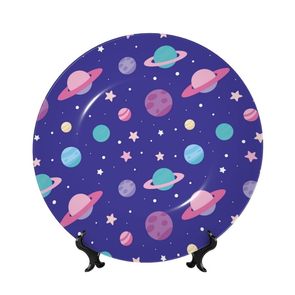 Kdxio Space Bone China Decorative Plate Ceramic Decorative Plate for Home Office Wall Stand Decorative Plates for Home Bedroom-10in