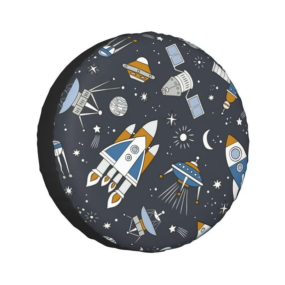 Kdxio Space Cars for Tire Cover Wheel Protectors Tyre Covers Weatherproof Wheel Covers Universal Fit for Trailer Rv SUV Truck Camper Travel Trailers 14 inch