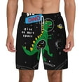 thumbnail image 1 of Kdxio Space Dino Cartoon Black Print Men'S Swim Trunks With Compression Liner 7 Inch Inseam Quick Dry Swim Shorts, 1 of 7