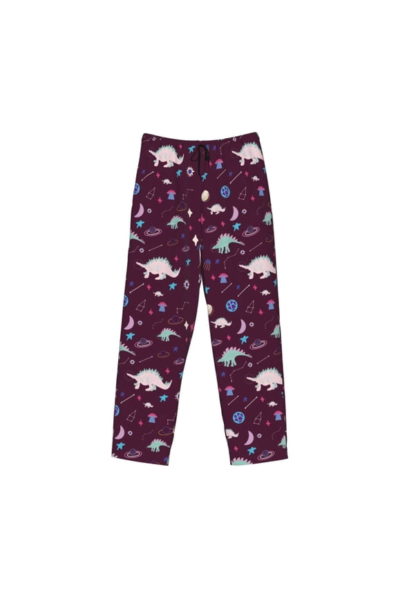 Space Dinosaur Print Men's Sleep Pajama Pant Lounge Pants with Pockets
