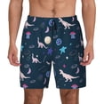 thumbnail image 1 of Kdxio Space Dinosaur Print Men's Swim Trunks with Compression Liner 7 Inch Inseam Quick Dry Swim Shorts, 1 of 7
