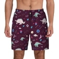thumbnail image 1 of Kdxio Space Dinosaur Print Men's Swim Trunks with Compression Liner 7 Inch Inseam Quick Dry Swim Shorts, 1 of 7