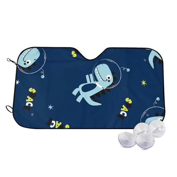 Kdxio Space Dinosaur Print Windshield Sun Shade,UV Rays and Sun Heat Protection,Sunshade for Car Windshield,Car Shade Front Windshield - Small