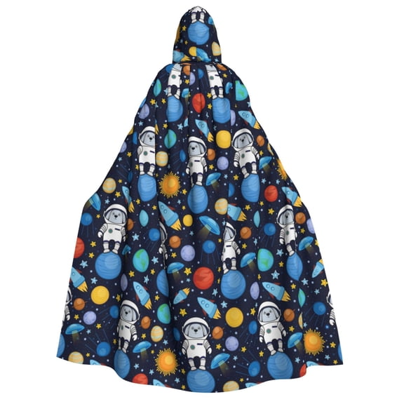 Kdxio Space Dog Print Hooded Cloak Unisex Cloak with Hood Halloween Christmas Cape Cosplay Costume