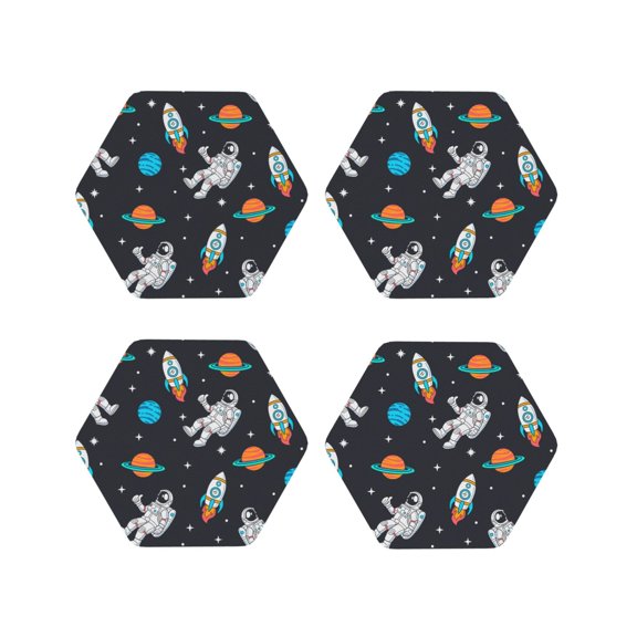 Kdxio Space Funny Coasters,4 Pcs Leather Coasters,Housewarming Gifts,Protect Furniture From Water Marks Scratch And Damage