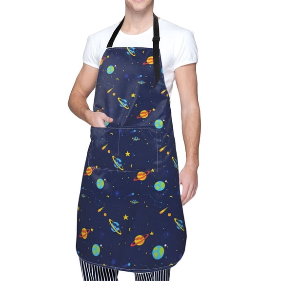 Kdxio Space Galaxy Apron with Pockets Adjustable Kitchen Aprons for Men Women Waterproof Aprons for Cooking,Drawing,Crafting, Baking Household Cleaning