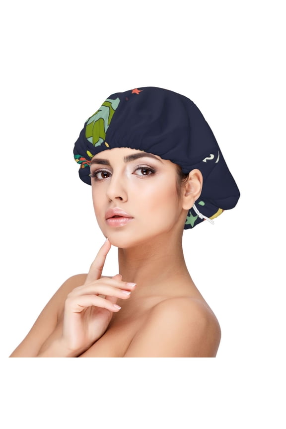 Space Pattern Satin Bonnet Silk Bonnet Hair Bonnet for Sleeping Hair Bonnets for Women Curly Natural Hair