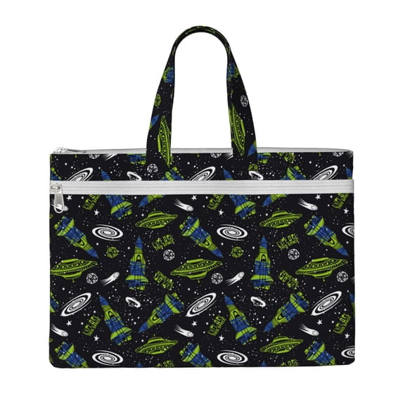 Kdxio Space Rockets File Tote Document Bag Business Briefcase Bag Document Organizer Tote Briefcase for Letter A4 Files Business Teacher Office Bag