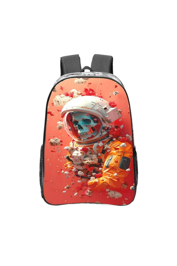 Space Skeleton Art Clear Backpack, Transparent Bookbag for School for Women Men, Capacity Clear Bag for College, Travel