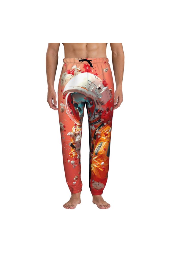 Space Skeleton Art Pattern Joggers,Sweatpants for Men with Pockets-Medium