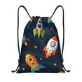 thumbnail image 1 of Kdxio Spaceships and Stars Print Drawstring Backpack Bag,Waterproof Draw String Back Sack, Gym Drawstring Bags Swim Bag For Unisex, 1 of 9