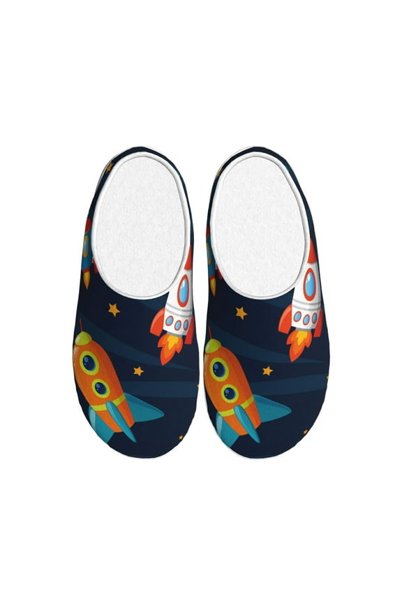 Spaceships and Stars Women's Men's Slippers Plush Slip-On House Slipper for Winter Indoor Soft Cushion Non-slip Fluffy Slides Slippers-8