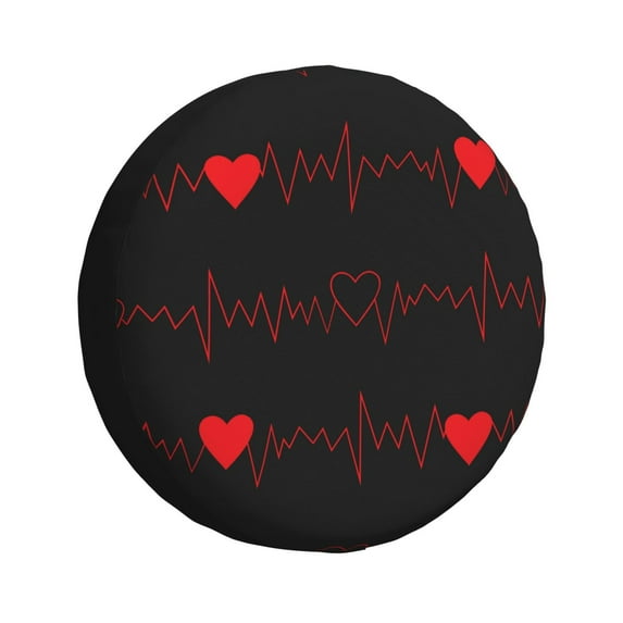 Kdxio Spare Tire Cover for RV Trailer, Waterproof Wheel Cover,Camper Spare Tire Cover Fit for Rv SUV Truck Travel Trailer 14 inch-Cardiogram and Heart