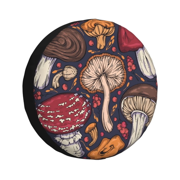 Kdxio Spare Tire Cover for RV Trailer, Waterproof Wheel Cover,Camper Spare Tire Cover Fit for Rv SUV Truck Travel Trailer 14 inch-Forest Wild Mushroom