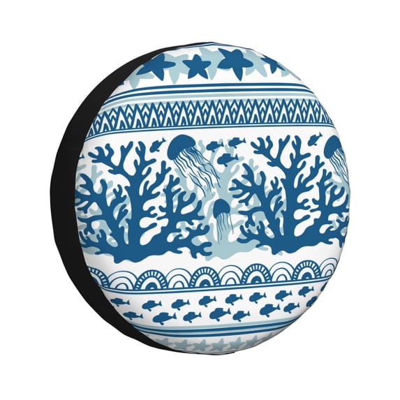 Kdxio Spare Tire Cover for RV Trailer, Waterproof Wheel Cover,Camper Spare Tire Cover Fit for Rv SUV Truck Travel Trailer 14 inch-Sea Underwater Jellyfish