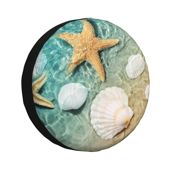 Kdxio Spare Tire Cover for RV Trailer, Waterproof Wheel Cover,Camper Spare Tire Cover Fit for Rv SUV Truck Travel Trailer 14 inch-Starfish And Seashell