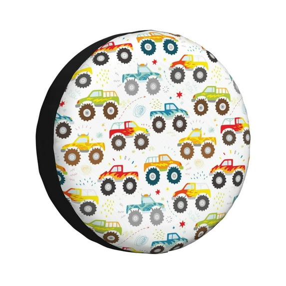 Kdxio Spare Tire Cover for RV Trailer, Waterproof Wheel Cover,Camper Spare Tire Cover Fit for Rv SUV Truck Travel Trailer 15 inch-Cartoon Monster Trucks