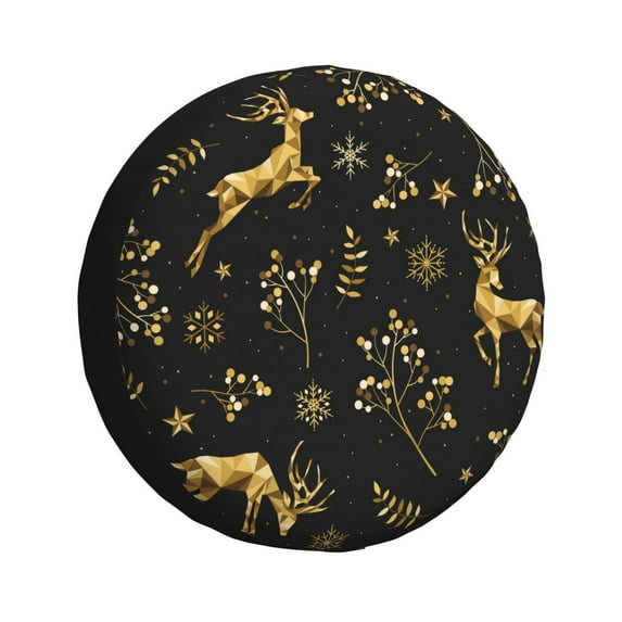Kdxio Spare Tire Cover for RV Trailer, Waterproof Wheel Cover,Camper Spare Tire Cover Fit for Rv SUV Truck Travel Trailer 15 inch-Christmas Gold Deers1