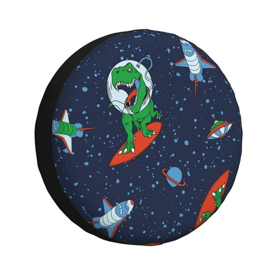 Kdxio Spare Tire Cover for RV Trailer, Waterproof Wheel Cover,Camper Spare Tire Cover Fit for Rv SUV Truck Travel Trailer 15 inch-Dinosaur Astronaut Space Surfing