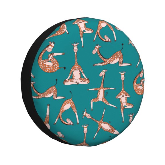 Kdxio Spare Tire Cover for RV Trailer, Waterproof Wheel Cover,Camper Spare Tire Cover Fit for Rv SUV Truck Travel Trailer 15 inch-Giraffes Doing Various Yoga
