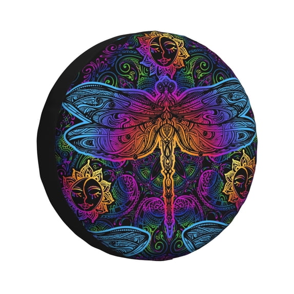 Kdxio Spare Tire Cover for RV Trailer, Waterproof Wheel Cover,Camper Spare Tire Cover Fit for Rv SUV Truck Travel Trailer 15 inch-Indian Mandalas Dragonfly