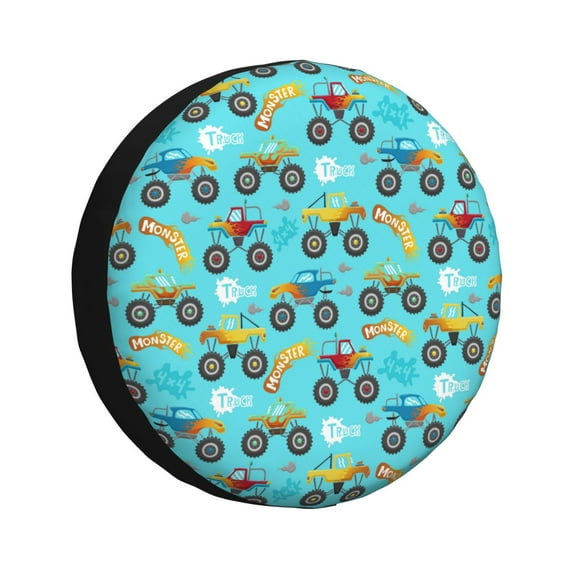 Kdxio Spare Tire Cover for RV Trailer, Waterproof Wheel Cover,Camper Spare Tire Cover Fit for Rv SUV Truck Travel Trailer 16 inch-Cartoon Monster Truck