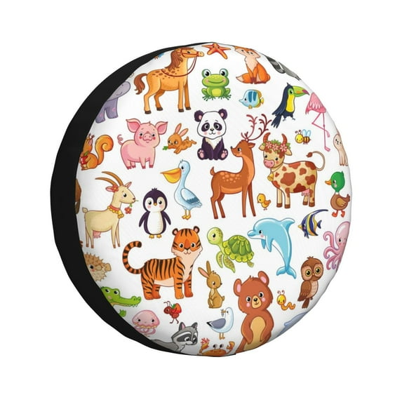 Kdxio Spare Tire Cover for RV Trailer, Waterproof Wheel Cover,Camper Spare Tire Cover Fit for Rv SUV Truck Travel Trailer 17 inch-Animal Cartoon Style
