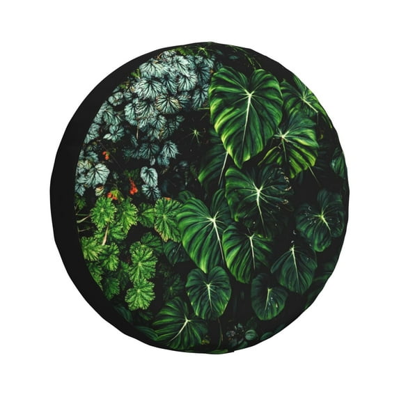 Kdxio Spare Tire Cover for RV Trailer, Waterproof Wheel Cover,Camper Spare Tire Cover Fit for Rv SUV Truck Travel Trailer 17 inch-Lush Foliage Green Plant