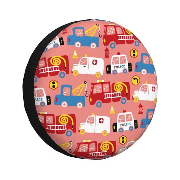 Kdxio Spare Tire Cover for RV Trailer, Waterproof Wheel Cover,Camper Spare Tire Cover Fit for Rv SUV Truck Travel Trailer -Cartoon with Traffic Elements