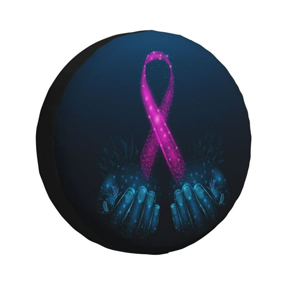 Kdxio Spare Tire Cover for RV Trailer, Waterproof Wheel Cover,Camper Spare Tire Cover Fit for Rv SUV Truck Travel Trailer -Two Human Hands are Holds Pink Ribbon Awareness