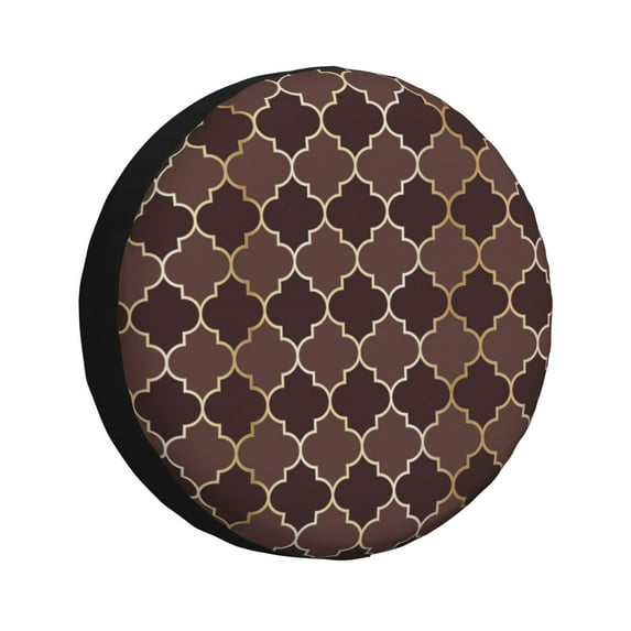 Kdxio Spare Tire Cover for RV Trailer, Waterproof Wheel Cover,Camper Spare Tire Cover Fit for Rv SUV Truck Travel Trailer 14 inch-Brown Gold Grid