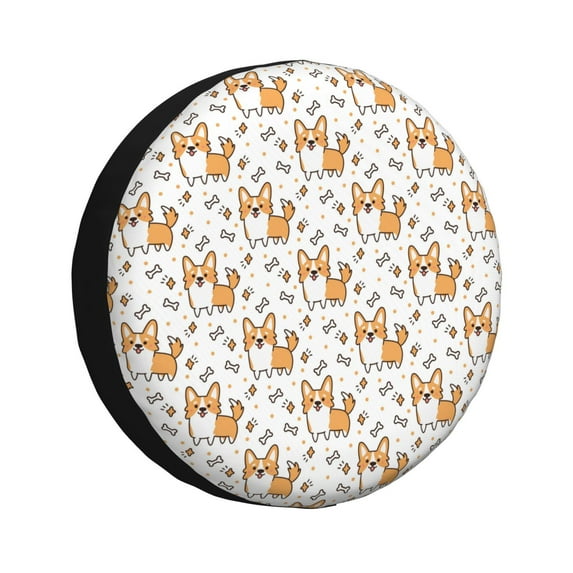 Kdxio Spare Tire Cover for RV Trailer, Waterproof Wheel Cover,Camper Spare Tire Cover Fit for Rv SUV Truck Travel Trailer 14 inch-Corgi with Hearts