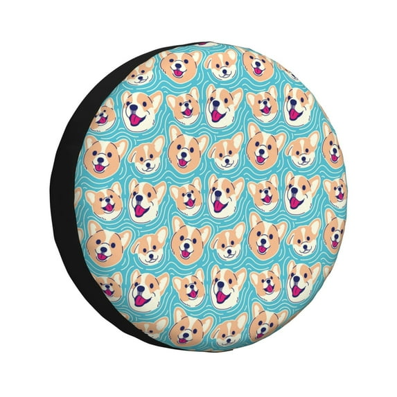 Kdxio Spare Tire Cover for RV Trailer, Waterproof Wheel Cover,Camper Spare Tire Cover Fit for Rv SUV Truck Travel Trailer 14 inch-Cute Corgi Head