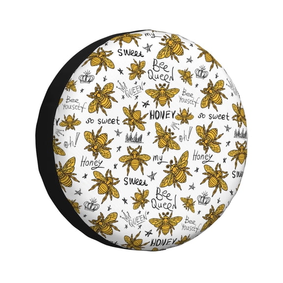 Kdxio Spare Tire Cover for RV Trailer, Waterproof Wheel Cover,Camper Spare Tire Cover Fit for Rv SUV Truck Travel Trailer 14 inch-Hohey Bee Golden2